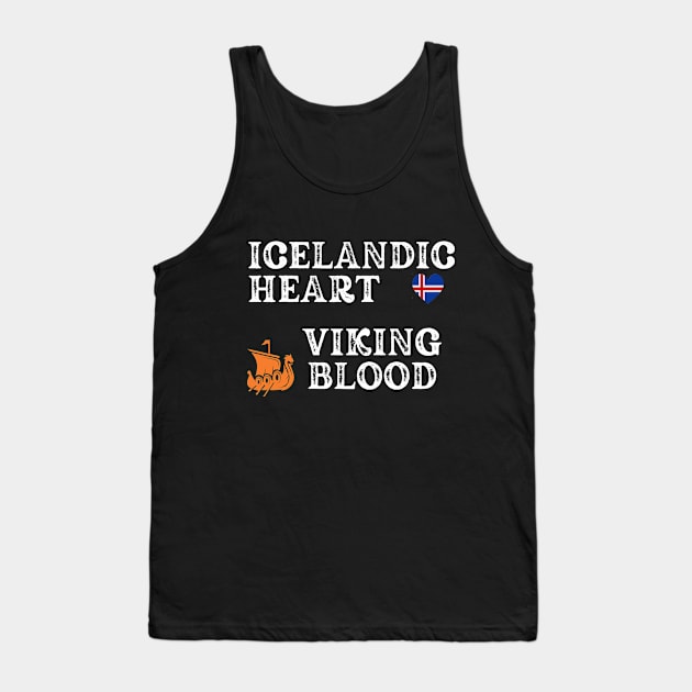 Icelandic Heart Viking Blood. White text,  Gift ideas for historical enthusiasts. Tank Top by Papilio Art